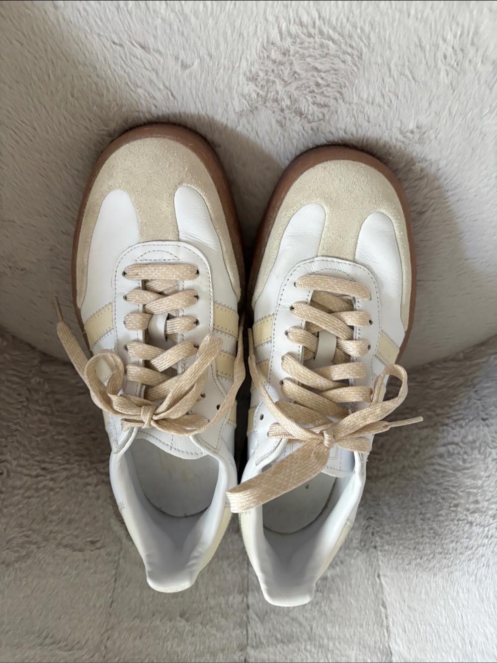 adidas samba White and Beige Retro-Style Sneakers